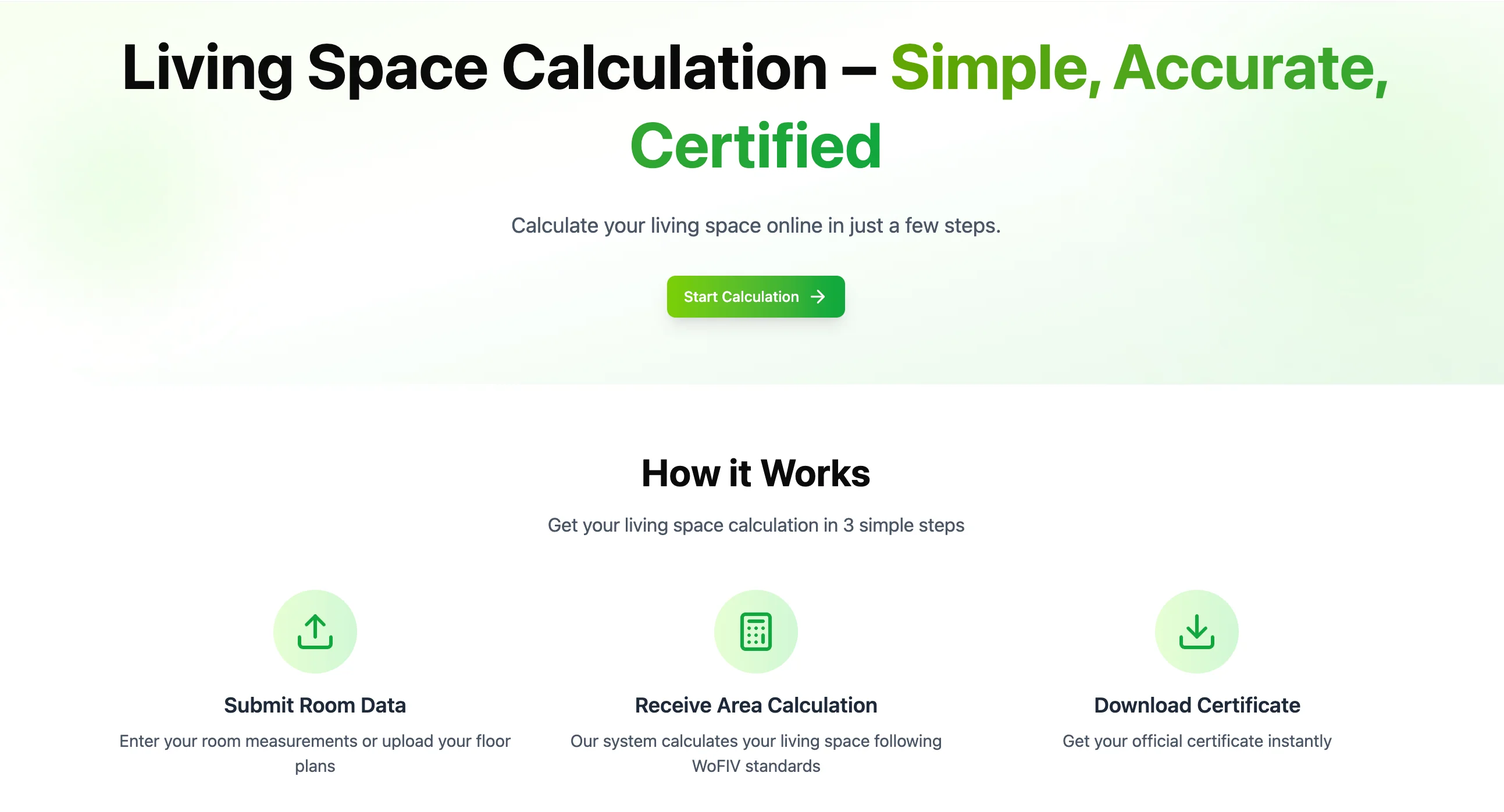 Living Space Calculation WoFIV certificate platform