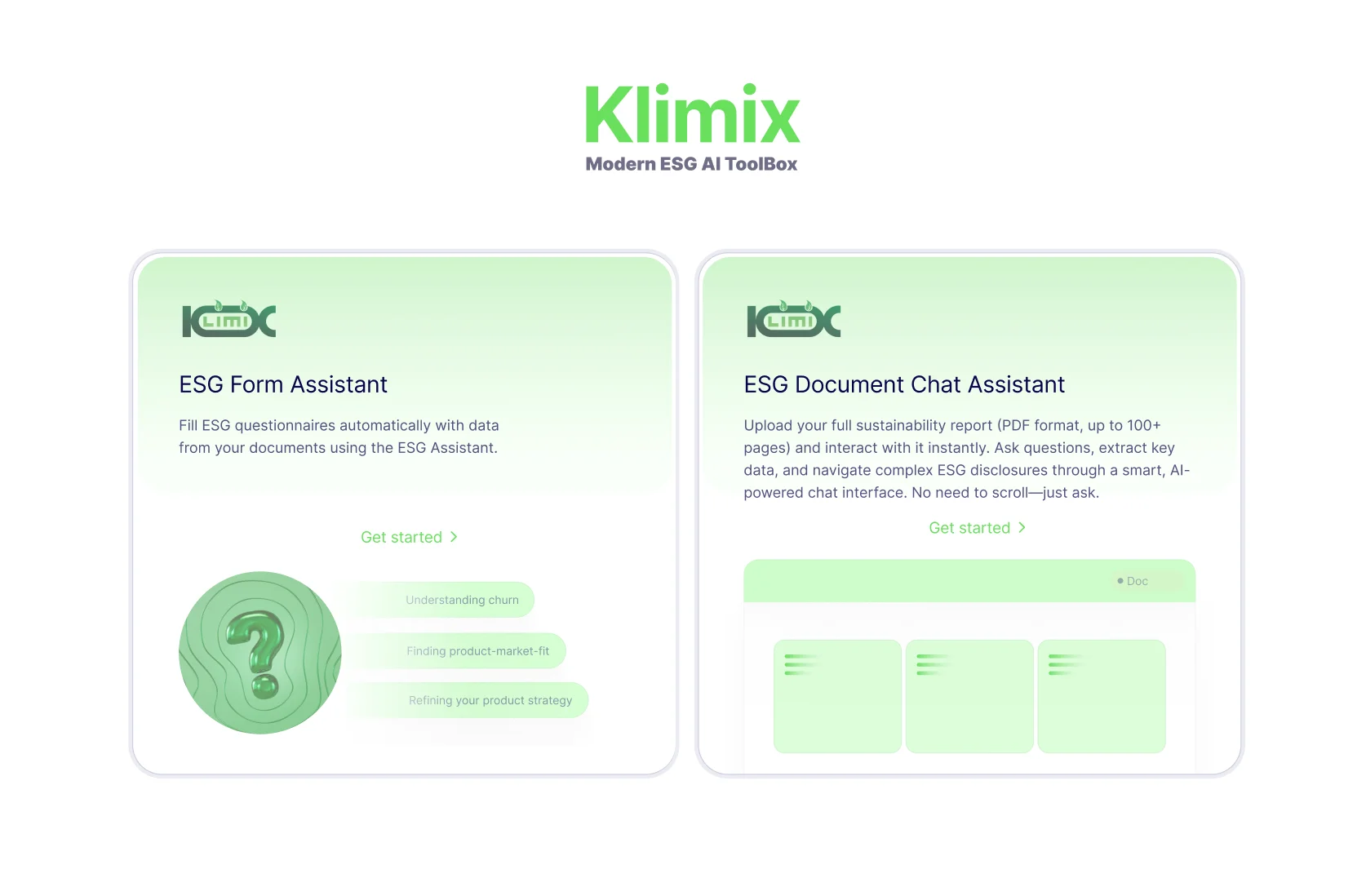Klimix AI ESG Assistant document chat interface