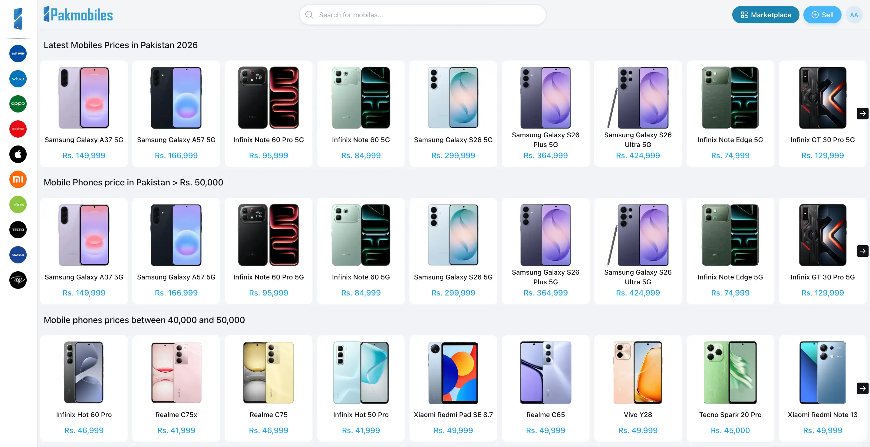 PakMobiles mobile comparison and marketplace platform